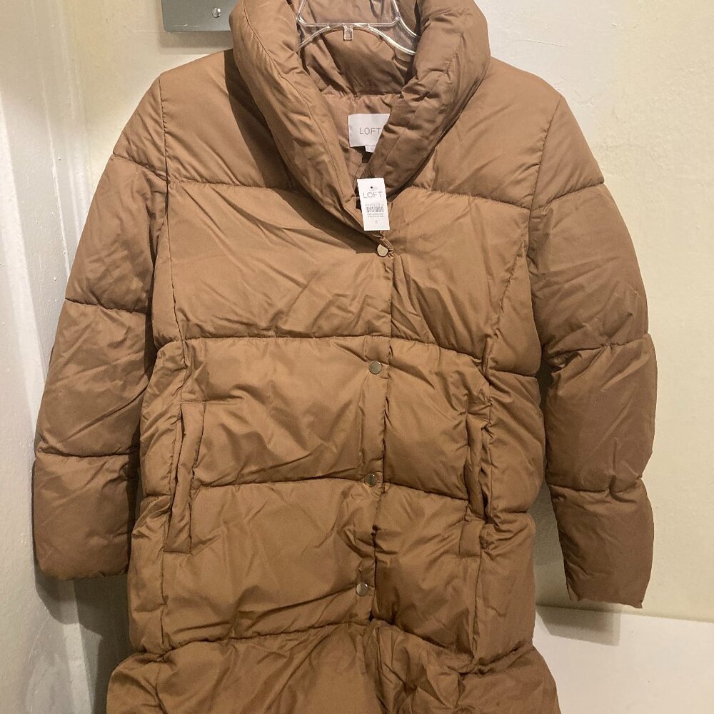 Ann Taylor Puffer Coat, Tan, Small